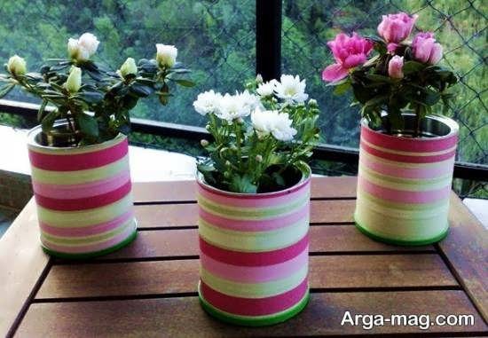 خلاقیت های جالب برای ساخت گلدان با قوطی کنسرو