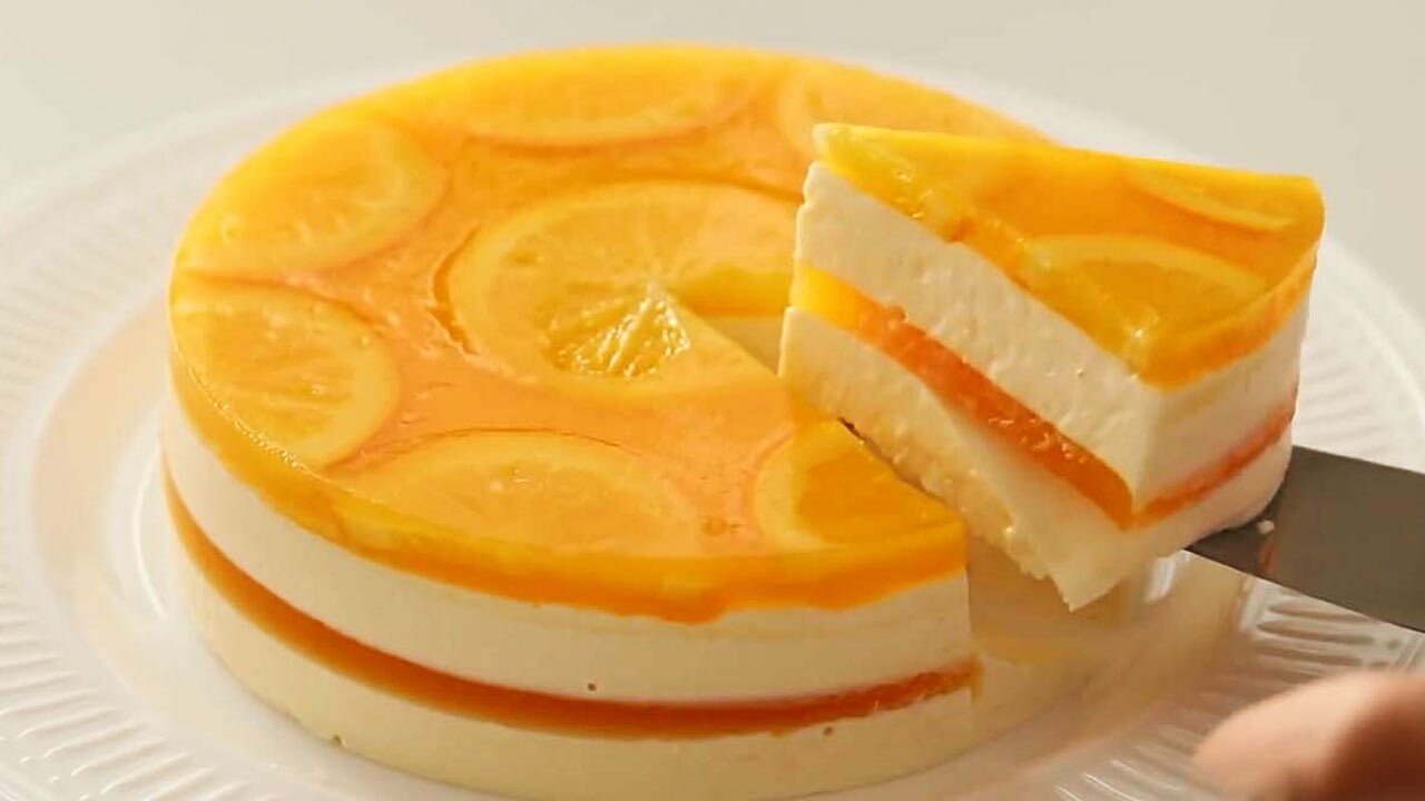 طرز تهیه چیز کیک پرتقالی بدون فر + فیلم