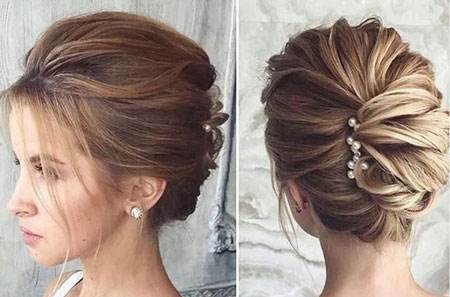 نمای پشت سر و نیمرخ زن با موی کوتاه شنیون شده