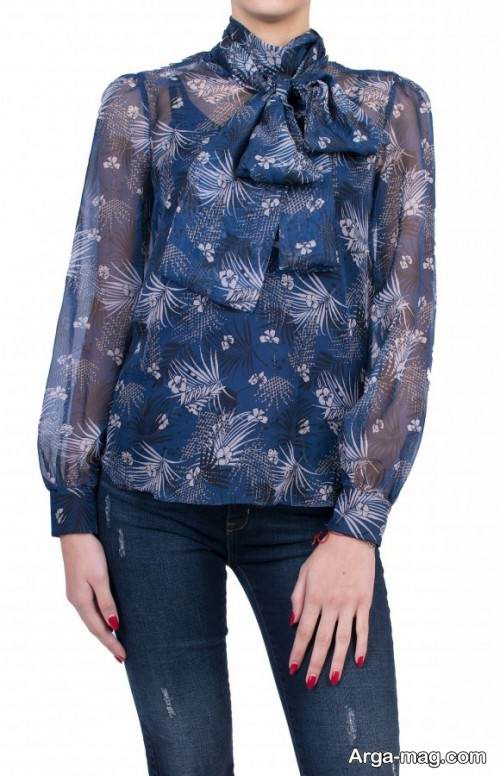 بلوز حریر طرح دار
