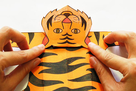 اوریگامی ببر آسان حیوانات کاغذی تاشو, اموزش کاردستی ببر با مقوا, کاردستی ببر با مقوا