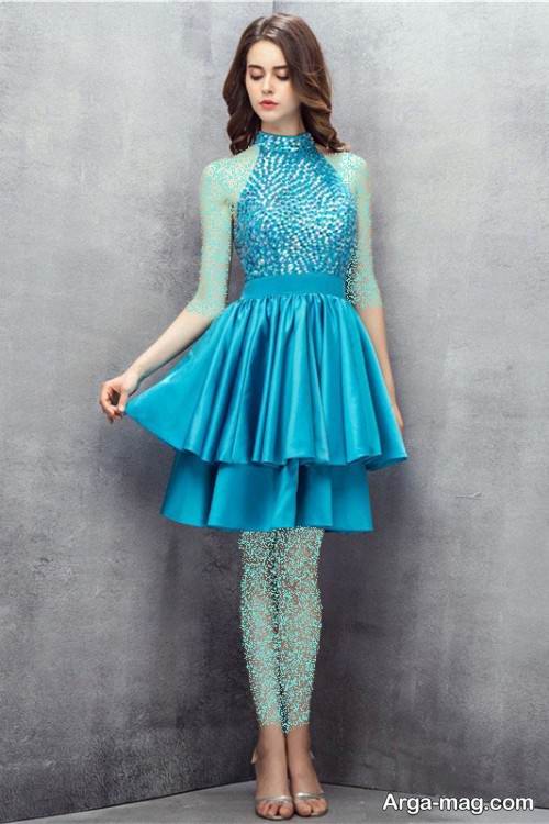 طرح پیراهن شب آبی