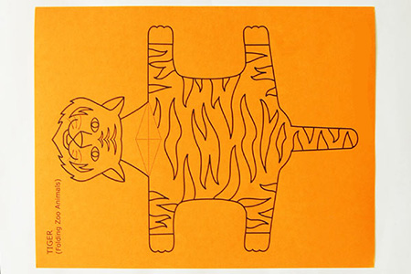 مراحل ساخت ببر سه بعدی کاغذی کاردستی پلنگ با کاغذ,حیوانات کاغذی تاشو, اموزش کاردستی ببر با مقوا