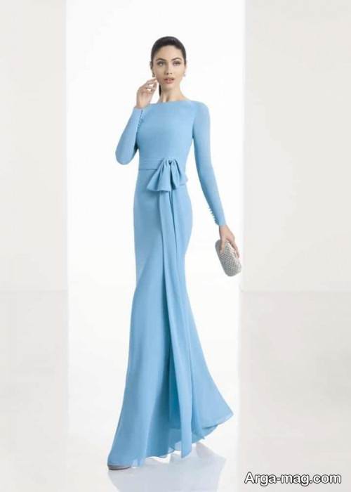 مدل پیراهن مجلسی پوشیده آبی
