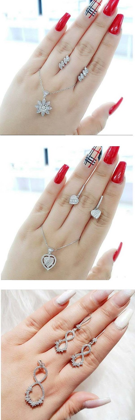 انواع مدل نیم ست نقره ,مدل های شیک و زیبا نیم ست نقره , نیم ست نقره نگین دار