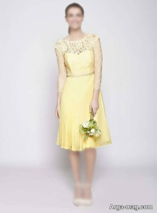 لباس مجلسی کوتاه لیمویی