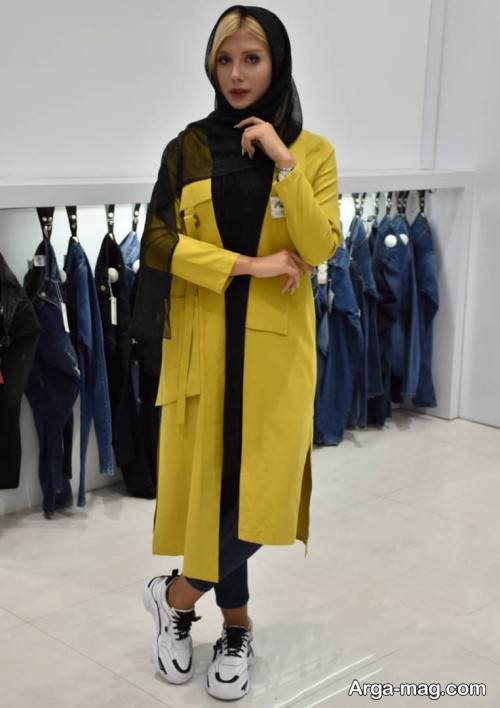 مانتوی زرد و ساده