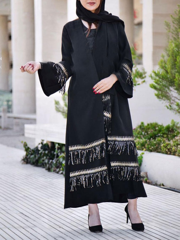 مدل مانتو مشکی مجلسی برای خانم های میانسال