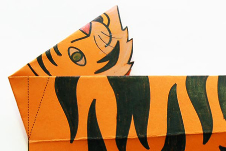 اوریگامی ببر آسان اوریگامی ببر آسان, حیوانات کاغذی تاشو, اموزش کاردستی ببر با مقوا