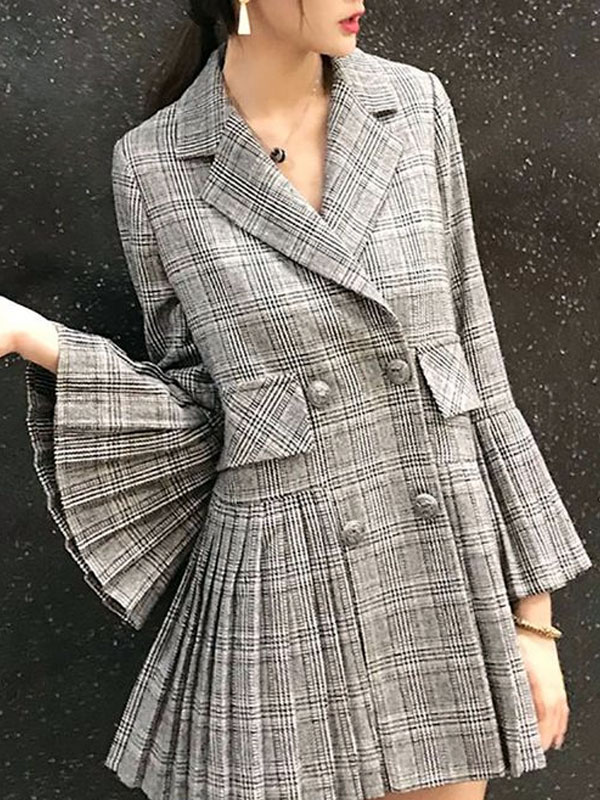 مدل مانتو آستین پلیسه  چهارخانه