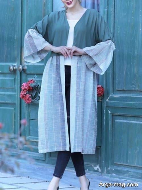 مانتوی دو رنگ زنانه