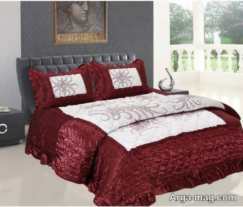 روکش تخت خواب سفید و زرشکی
