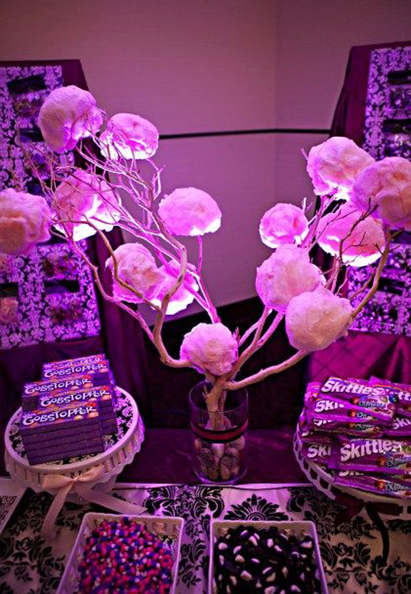 تزیین پشمک شب یلدا به شکل درخت زیبا