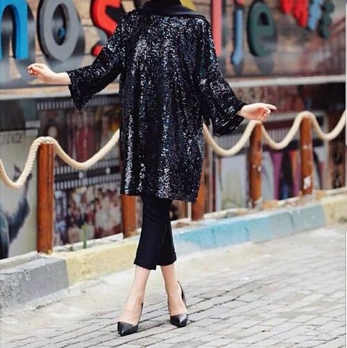 مانتو جلو بسته و لمه پولکی