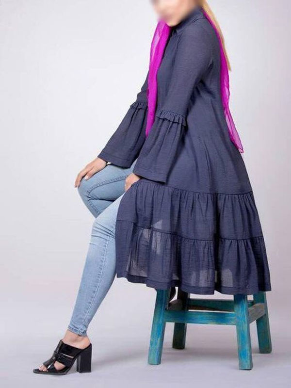 مدل مانتو آستین پلیسه جلوباز تابستانی