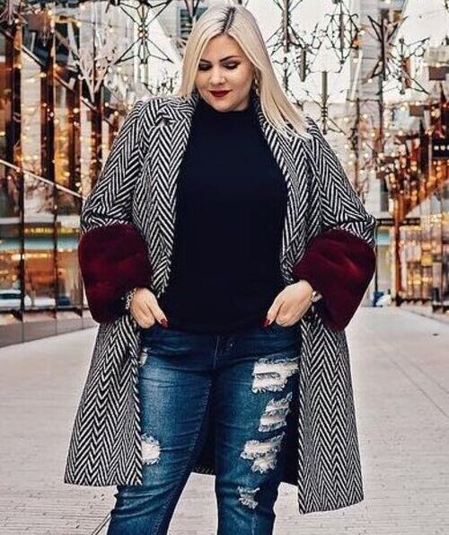 پالتو سایز بزرگ سفید و مشکی