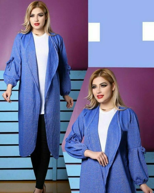مانتو آبی لمه شنی