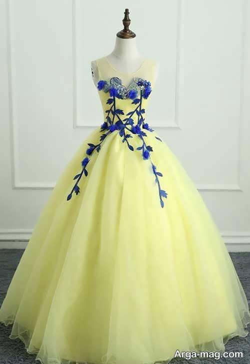 مدل لباس مجلسی طرحدار لیمویی