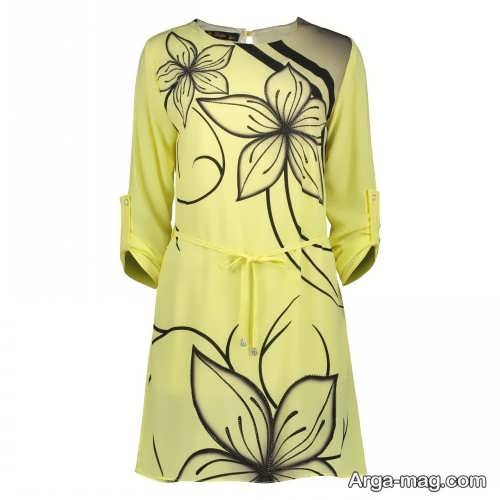 لباس طرحدار مجلسی لیمویی