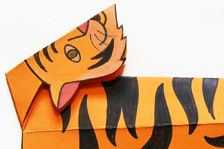 مراحل ساخت ببر کاغذی ساخت ببر سه بعدی, ساخت ببر سه بعدی ساده, اوریگامی ببر