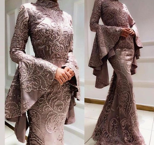 لباس مجلسی پوشیده با آستین کلوش لباس مجلسی پوشیده با آستین کلوش