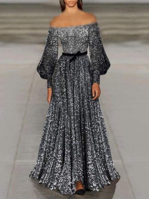 لباس مجلسی لمه و شاین با آستین پفی لباس مجلسی لمه و شاین با آستین پفی