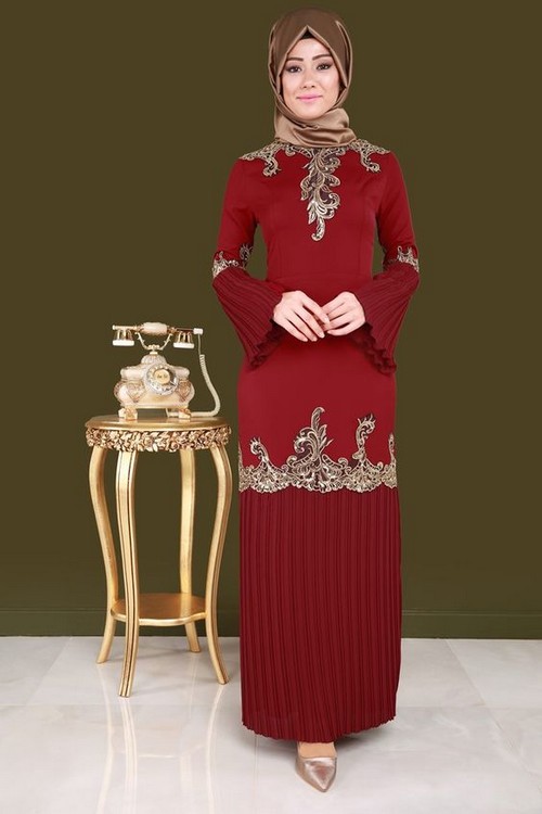 لباس مجلسی پوشیده آستین کلوش لباس مجلسی پوشیده آستین کلوش