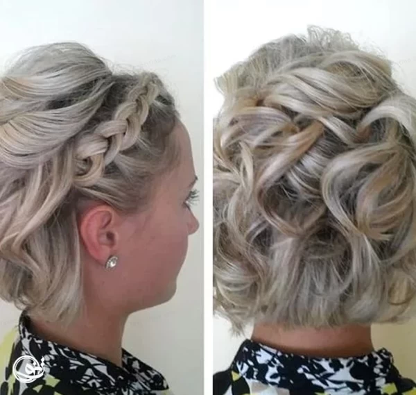 نمای پشت سر و نیمرخ زن با موی کوتاه شنیون شده