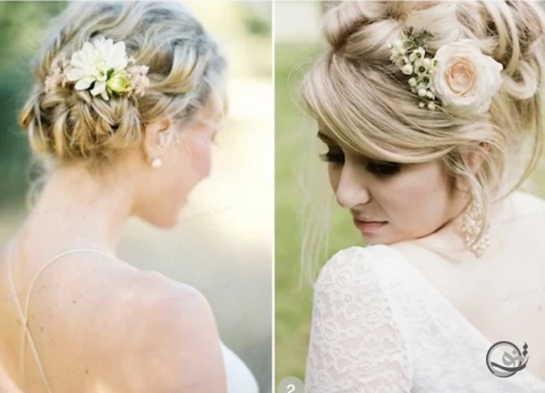 نمای پشت سر و نیمرخ زن با موی کوتاه شنیون شده