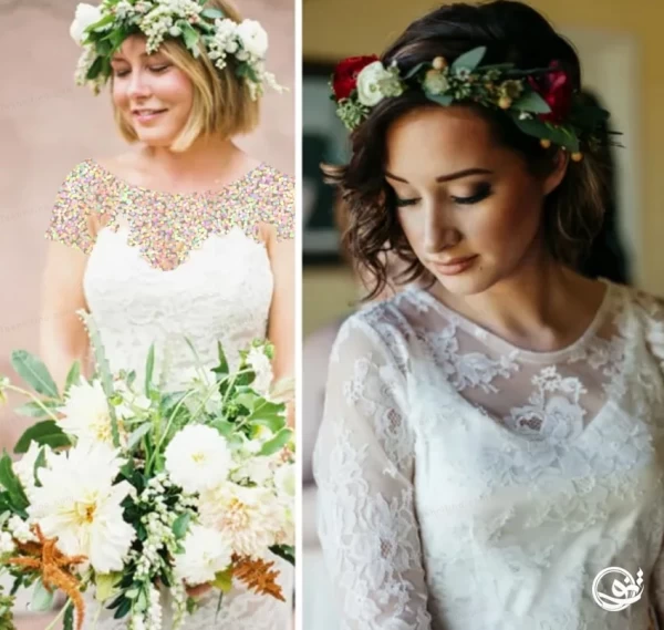 نمای پشت سر و نیمرخ زن با موی کوتاه شنیون شده