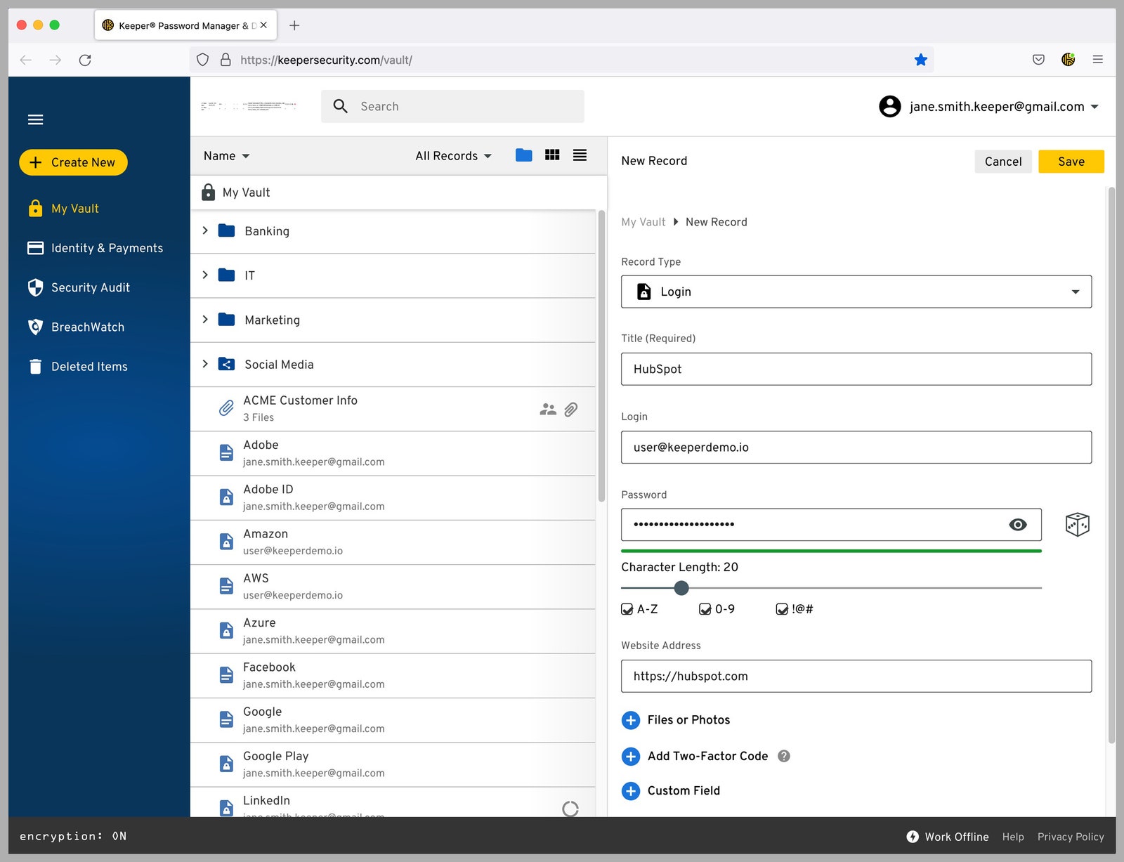 محیط نرم افزار مدیریت پسورد کیپر keeper