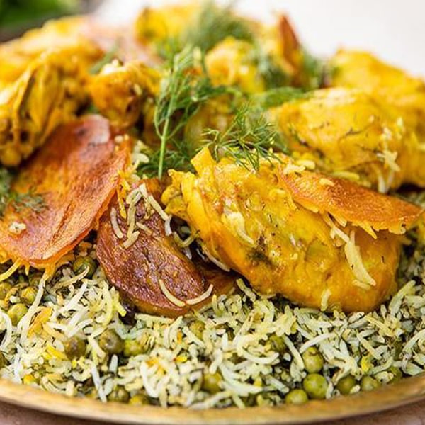 شوید پلو با نخود فرنگی